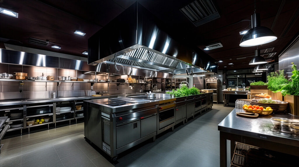 Professional cleaning in a commercial kitchen