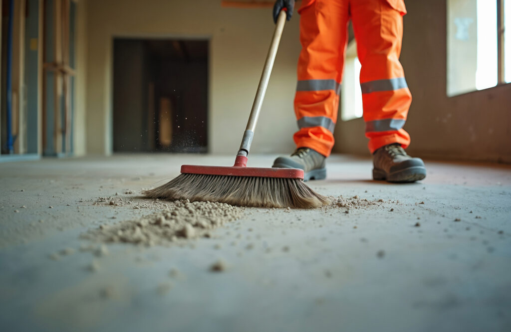 Post-construction cleaning in a commercial property