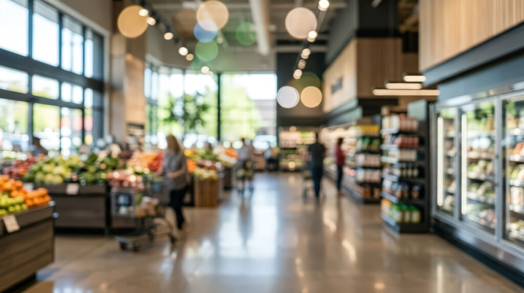 Clean food retail store interior